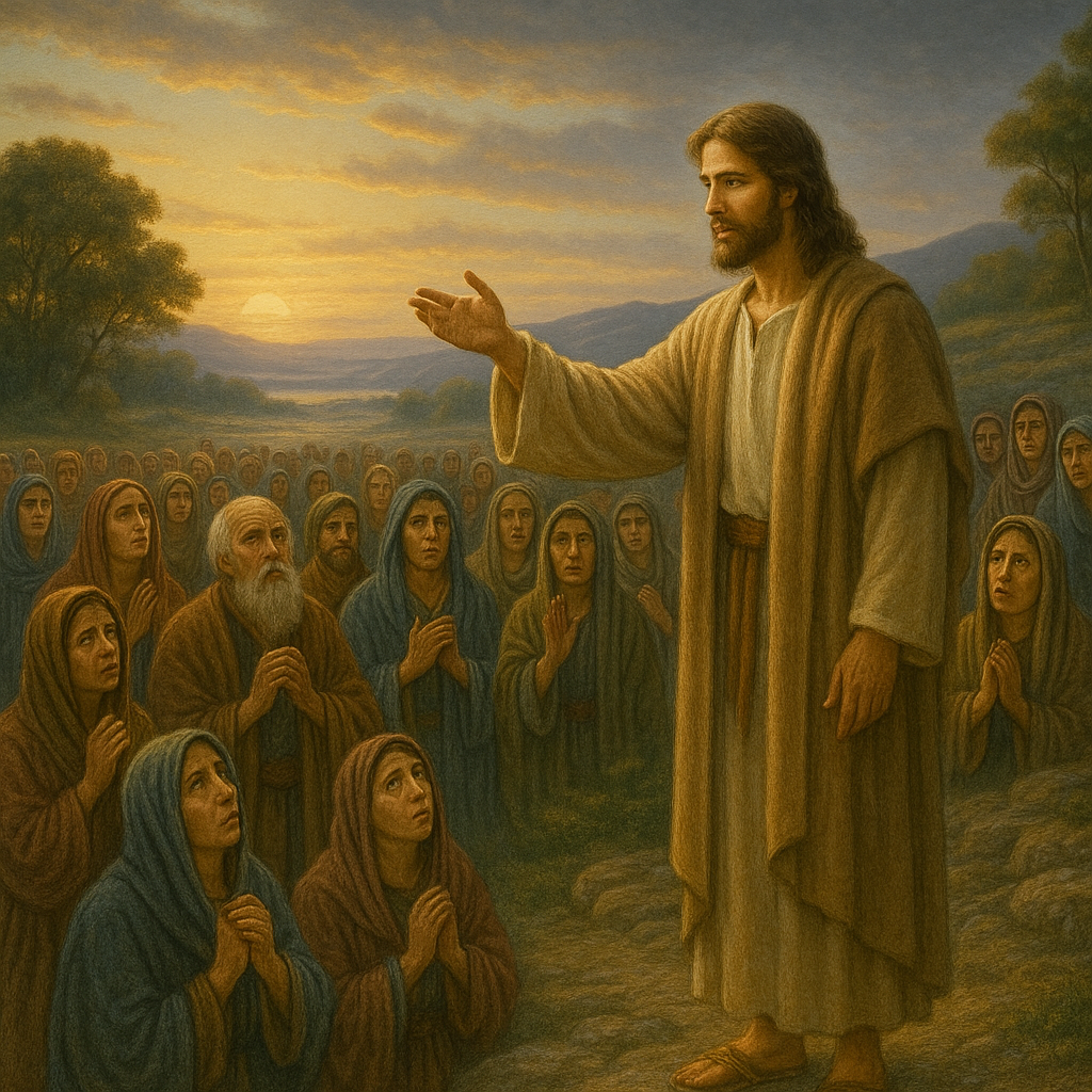 Jesus telling the good news of the kingdom of God 